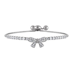 Junior Jewels Silver Plated Cubic Zirconia Bow Bolo Bracelet - 1 of 2
