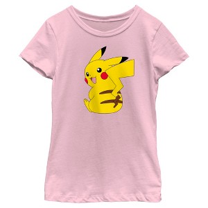 Girl's Pokemon Pikachu Sitting Portrait T-Shirt - 1 of 4