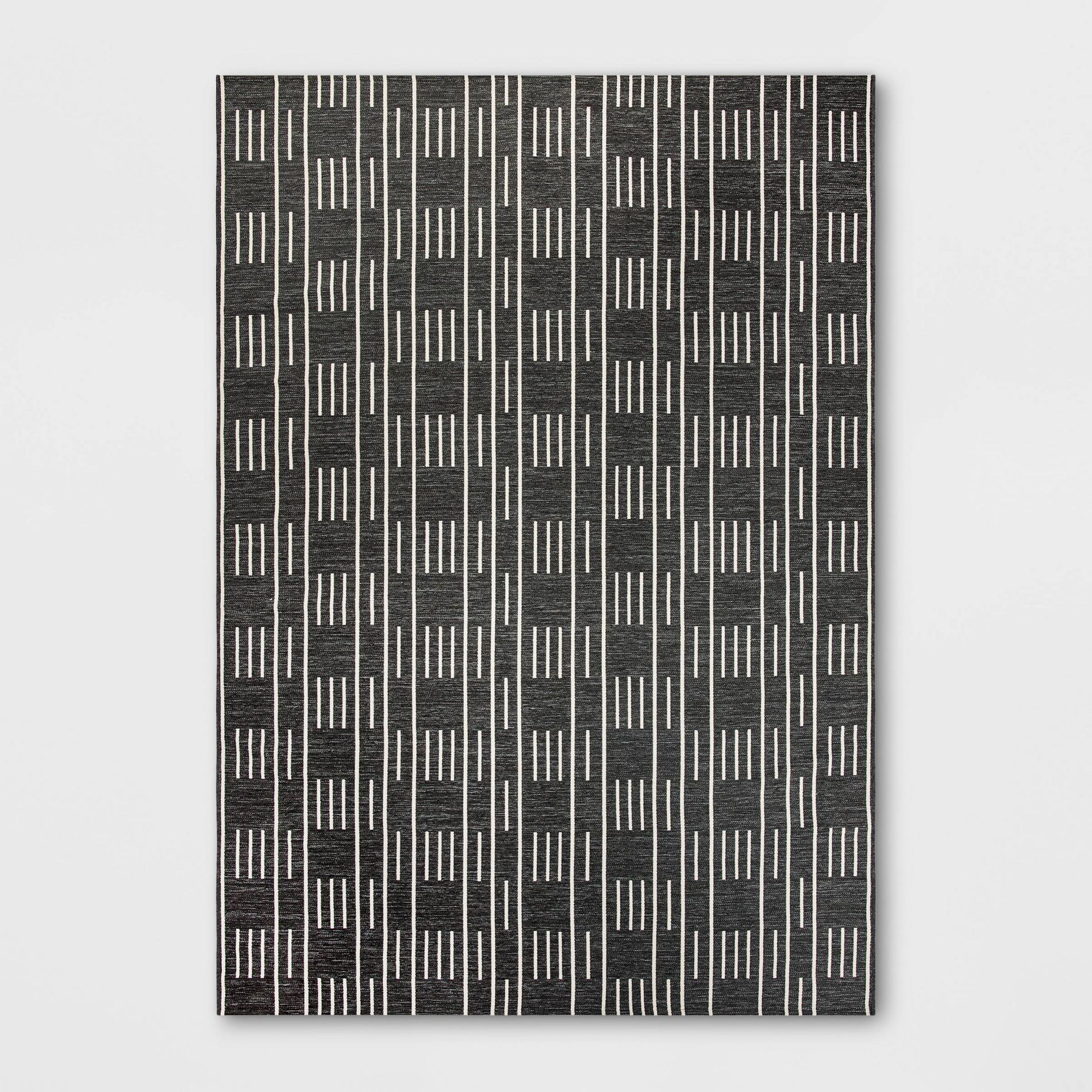 7'x10' Striped Checks Outdoor Rug Charcoal Gray - Threshold™