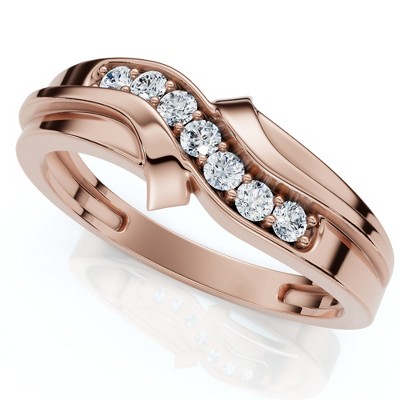 Pompeii3 Men's Diamond Curve Polished Wedding Ring Lab Created 10k Gold