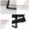 47.2" Round Farmhouse Dining Table with Storage Shelf - Seats 4-6, Kitchen & Dining Room Table with Bottom Storage,Wood color + black - 3 of 4