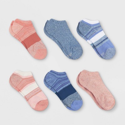 Hanes Pure Comfort Women's Organic Cotton Colorblock 6pk No Show Casual Socks - Pink/Blue 5-9