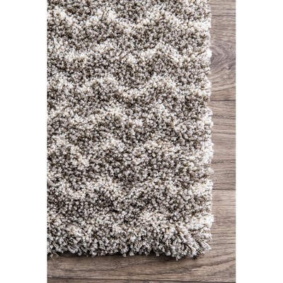 Cuellar Chevron Dark Gray 79" Easy-Care Shag Area Rug