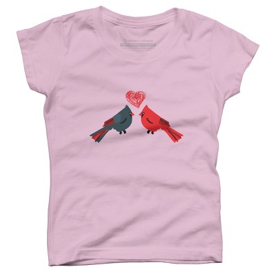 Girl's Design By Humans Birds in Love By sagaciousdesign T-Shirt