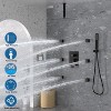 Itopfox Full Body Shower System with Body Jets, Powerful Rainfall Shower and Handheld Spray, Rough-in Mixer Valve Concealed Shower Faucet Set, Black - 2 of 4