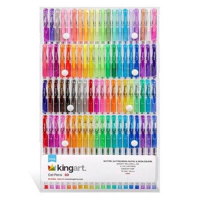 KINGART Gel Pens, Soft Grip, 80 Glitter Colors