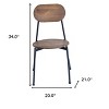 HomeRoots Set of Two Brown And Black Metal and Wood King Louis Back Dining Side Chairs - 3 of 4