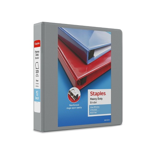 1-1/2 Staples Heavy-duty View Binder With D-rings Light Gray 976037 :  Target