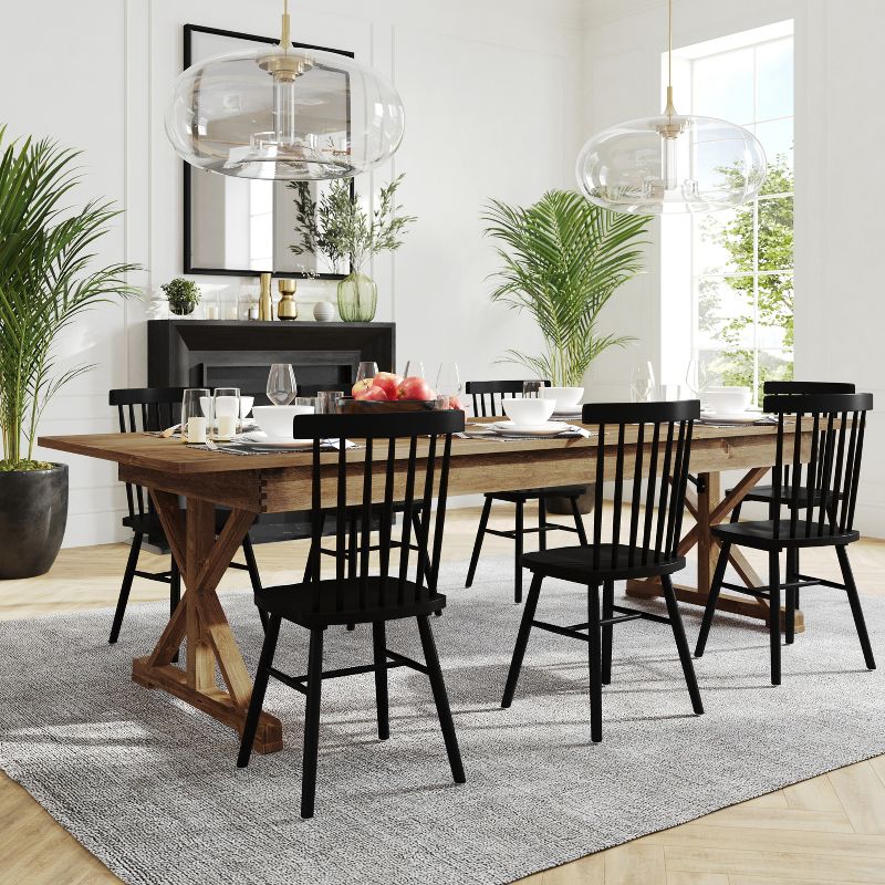 Flash Furniture HERCULES 9' x 40" Rectangular Solid Pine Folding Farm Table with X Legs, 2 of 14