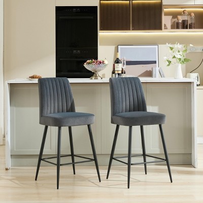 Conuter Height Stools Set of 2,Velvet Upholstered Counter Height Barstools Armless Bar Chiars for Kitchen,Island,Home Bar-The Pop Home