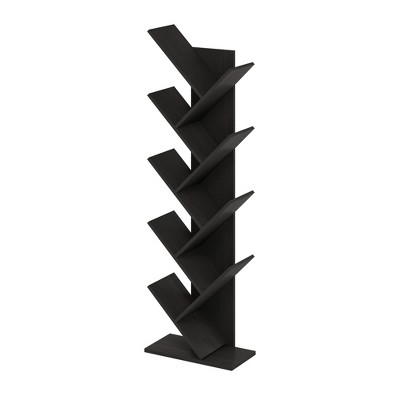 Espresso 9-Tier Lightweight Tree Bookshelf for Versatile Use