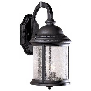 Minka Lavery Modern Outdoor Wall Light Fixture Multi Step Black 18 1/2" Curved Seeded Glass for Post Exterior Barn Deck Porch Yard - 1 of 3