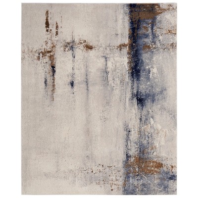 Clio Modern Abstract Ivory/Blue/Brown Area Rug