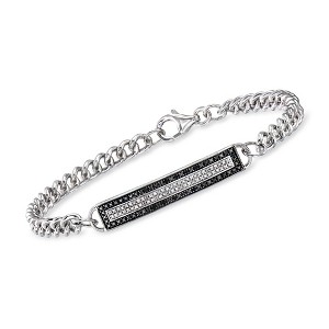 Ross-Simons 0.20 ct. t.w. Black and White Diamond Id Bracelet in Sterling Silver - 1 of 4