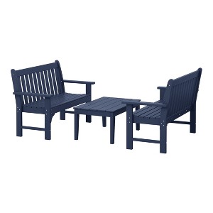 WestinTrends Malibu 3-Piece HDPE Outdoor Patio Furniture Couch and Coffee Table Set - 1 of 4