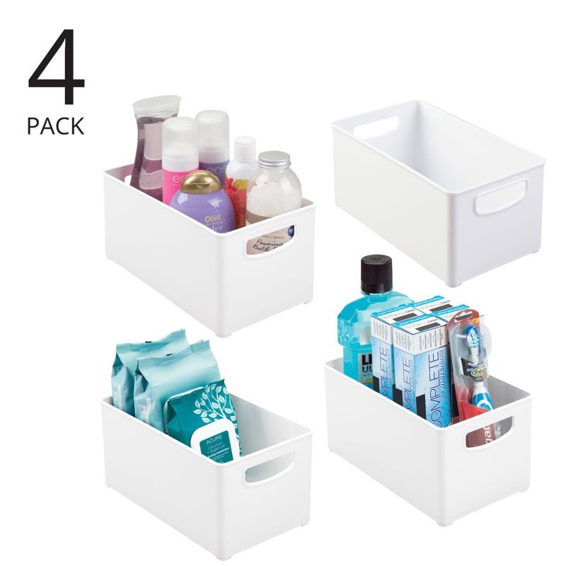 mDesign Plastic Home Office Supply Organizer with Handles - 4 Pack, 2 of 10