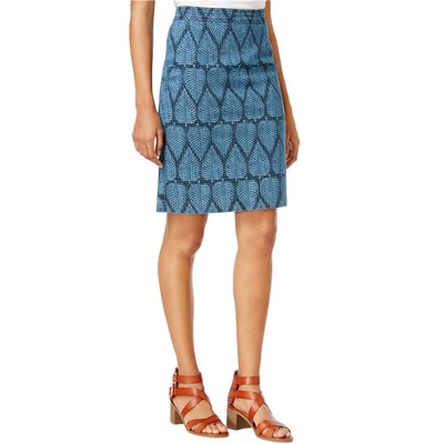 maison Jules Womens Printed Denim Pencil Skirt