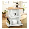 Hampton Kitchen Cart White - Buylateral: Rubberwood Top, Modern Design, Space Saver, Stemware Rack - image 3 of 4