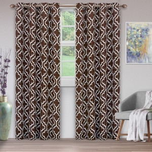 Modern Trellis Room Darkening Semi-Blackout Curtains, Set of 2 by Blue Nile Mills - 1 of 4