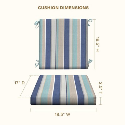 Stripe Blue & Beige Outdoor Midback Dining Chair Cushion Set