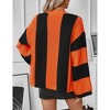 Coolmee Women Casual Contrast Striped V Neck Front Open Long Sleeve Loose Cardigan Outer Knitted Tops - 3 of 4