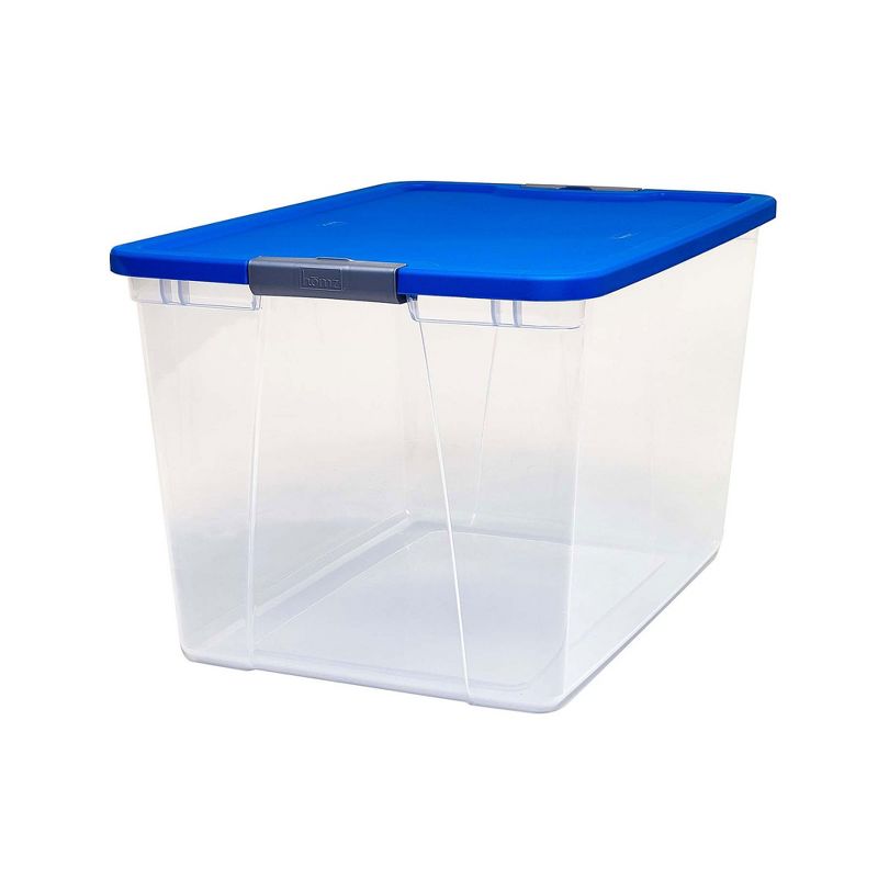 Homz 64 Quart Secured Seal Latch Extra Large Single Clear Stackable Storage Container Tote with Blue Lid for Home, Garage, or Basement (2 Pack), 2 of 7