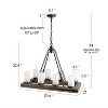 LNC Laius 8-Lights 30" Black and Brown Wood Mordern Farmhouse Rectangle Kitchen Island Pendant  Lights, with 8 Froested Glass Shade - 3 of 4