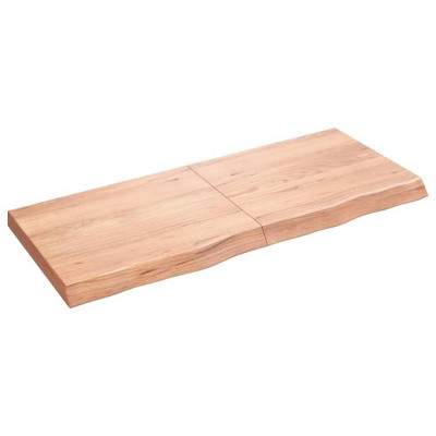 vidaXL Wall Shelf Light Brown 47.2 in.x19.7 in.x(0.8 in.-2.4 in.) Treated Solid Wood Oak