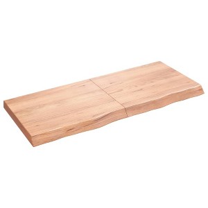 vidaXL Wall Shelf Light Brown 47.2 in.x19.7 in.x(0.8 in.-2.4 in.) Treated Solid Wood Oak - 1 of 4