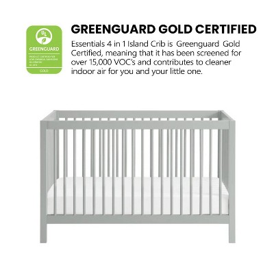 Gray Solid Wood 4-in-1 Convertible Crib with Round Spindles