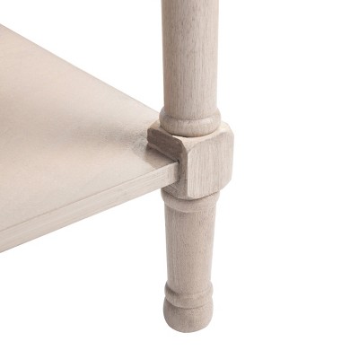 Greige Pine Wood Rectangular Storage End Table with Drawer