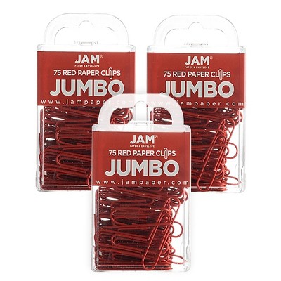 JAM Paper Jumbo Smooth Paper Clip Red 3/Pack 2183754B