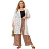 Agnes Orinda Women's Plus Size Boho Palazzo Elastic Waist Stripe Wide Leg Lounge Pants with Pocket - 3 of 4