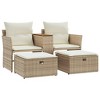VidaXL Patio Sofa 2-Seater with Stools Beige Poly Rattan - 2 of 4