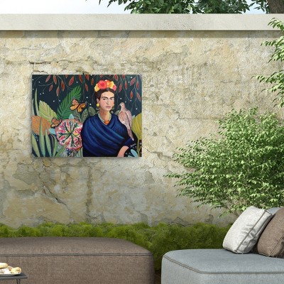Frida Kahlo Portrait with Bird on Shoulder Canvas Art