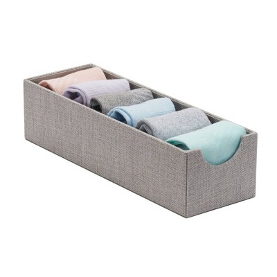 Silver Narrow Cardboard and Polyester Drawer Organizer