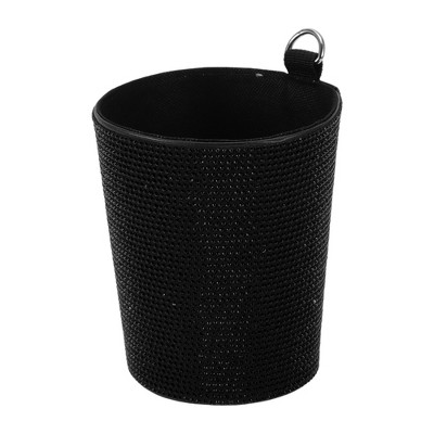 Unique Bargains Car Trash Can Portable Air Vent Rhinestone Faux Leather Trash Bin Black 1 Pcs