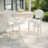 Martha Stewart Lily Pond Set of 2 Indoor-Outdoor Stackable Bistro Counter Stools with Woodgrain Aluminum Finish Frames and Woven Rattan Backs and Seat - 2 of 4