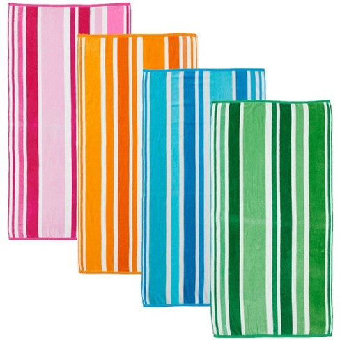 4 Pack of Cabana Beach Towels Extra Large 30x70 Soft Cotton Towel