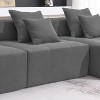 Okak105.5" L-Shaped Modular Convertible Sectional Sofa Modern Corduroy Upholstered Floor Couch 3PC Free Combination for Living Room,Apartment, Gray - 2 of 4