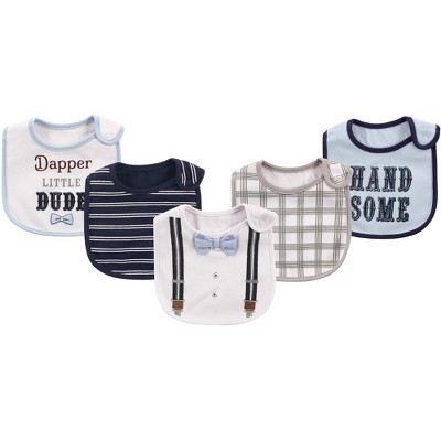 Little Treasure Baby Boy Cotton Bibs 5pk, Dapper Bow Tie, One Size