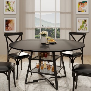 Garvee Dining Room Round Table Set for 4-6, Circle Kitchen Dining Table with Metal Base, 47 Inch Wooden Round DiningTable, Wood Kitchen Tables - 1 of 4