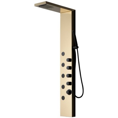 BWE 5-Jet Rainfall Shower Panel Tower System with Rainfall Waterfall Shower Head and Shower Wand