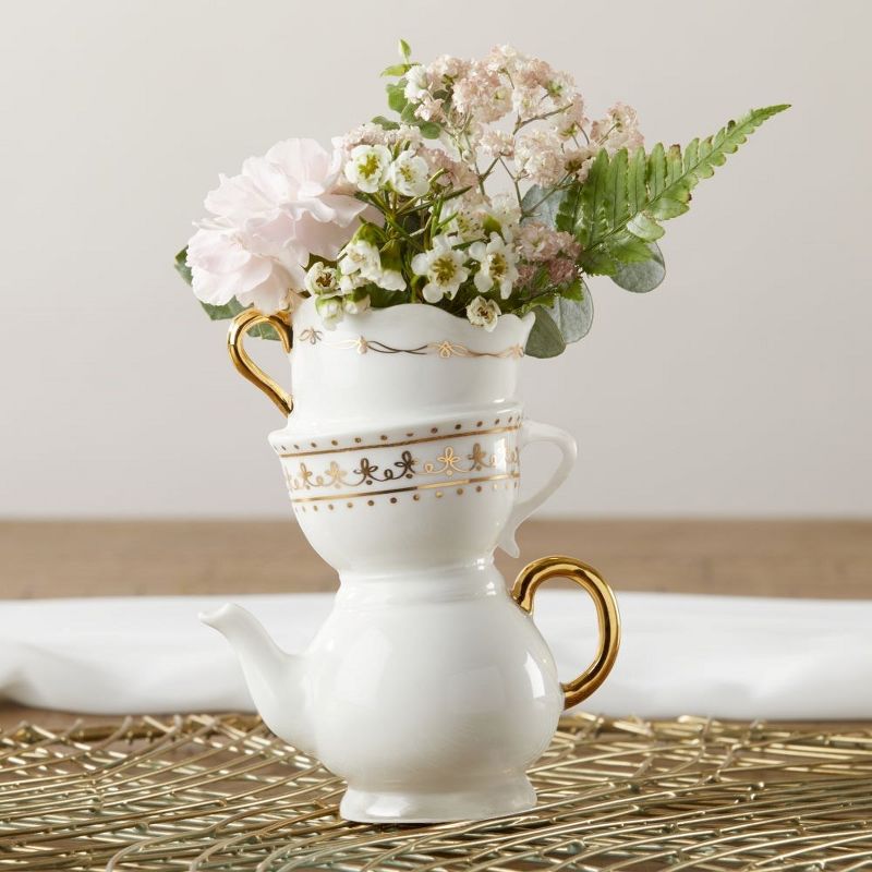 Kate Aspen Tea Time Whimsy Ceramic Bud Vase, 2 of 8