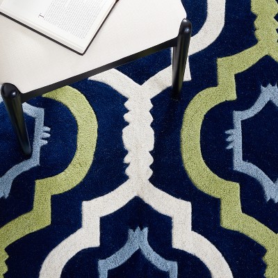 Chatham 3' x 5' Blue and Green Hand-Tufted Wool Area Rug