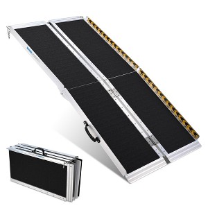 Yescom Portable Wheelchair Ramp Aluminum 5FT Folding Anti-slip 600LBS Capacity for Threshold Doorways - 1 of 4