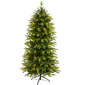 Nearly Natural 6-ft Belgium Fir Natural Look Artificial Christmas Tree with 300 Clear LED Lights - 1 of 4