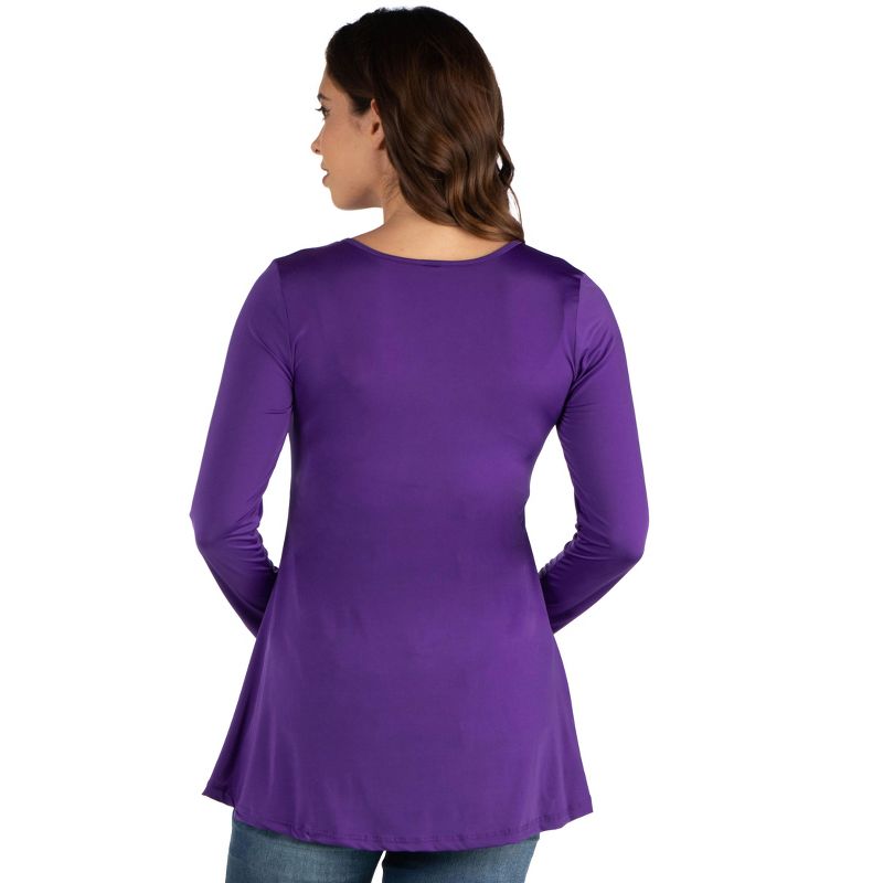 24seven Comfort Apparel Womens Flared Long Sleeve Henley Maternity Top, 3 of 5