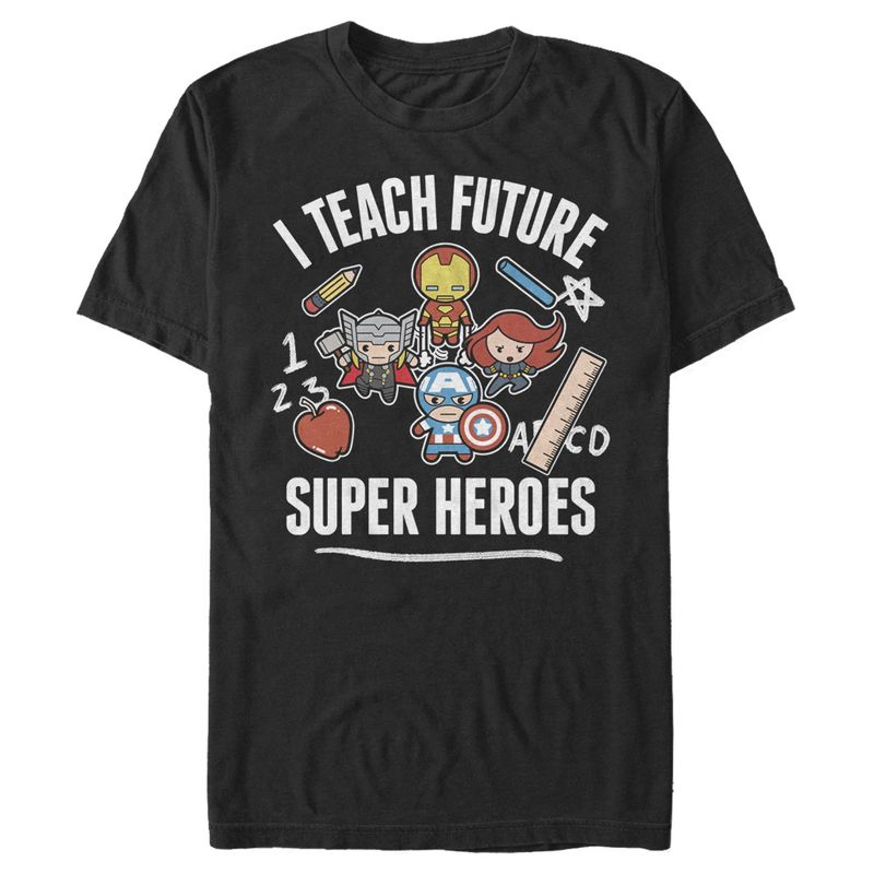 Men's Marvel Avengers Classic I Teach Super Heroes T-Shirt, 1 of 8
