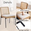 Set of 2 Mid-Century Dining Chairs with Rattan Backrest and Linen Seat Cushion for Kitchen or Dining Room-Cuddlewood - 3 of 4